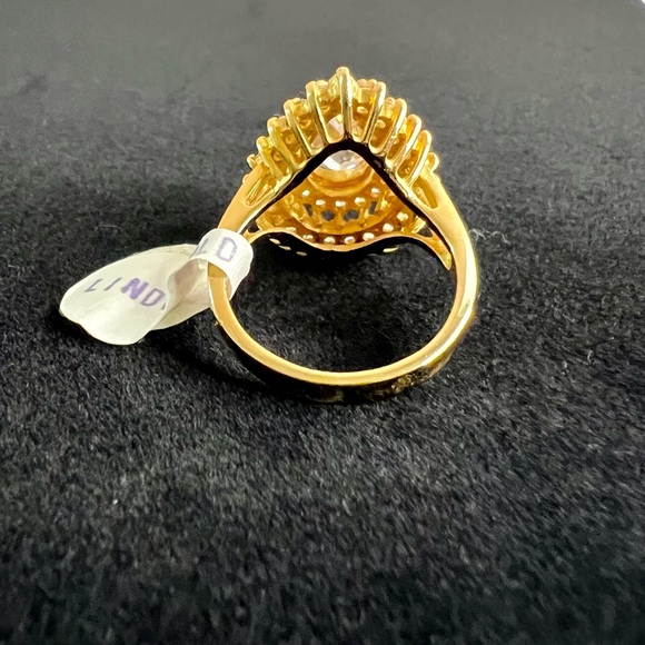 Vintage 90's Cubic Zirconia 14k Gold Plated Ring - Picture 3 of 5